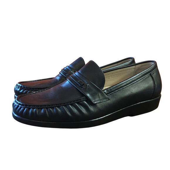 SAS San Antonio Shoes Ace Slip On Moccasin Mens 12W Black Leather Shoe Loafer - Picture 2 of 11
